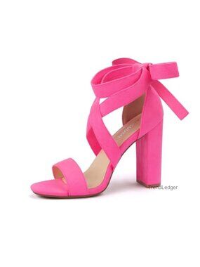 Strappy Lace Up Chunky Block Heel Sandals for Women 4 Inch Heels